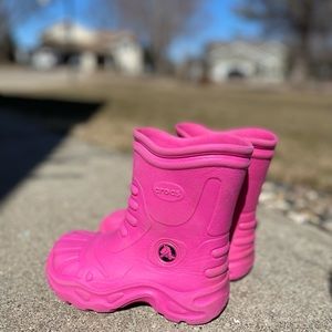 Pink Crocs rain boots youth size 1